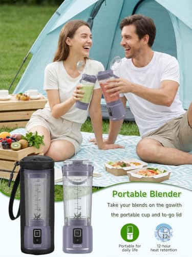 Bonnor Cordless Portable Blender for Smoothies, Shakes and Ice Crushing | 2 x 22 oz Cups, 100W Motor, 6 Blades, USB Rechargeable, Leakproof with 12-Hour Insulated Bag for Gym, Office and Travel - Image 6