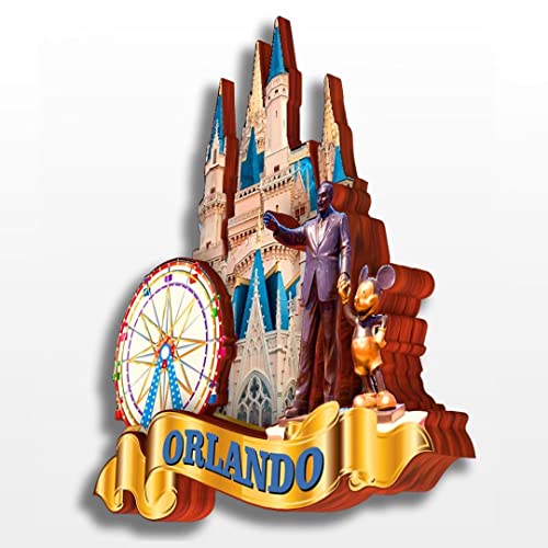 Imán decorativo de madera de Orlando Florida USA pequeño miniatura 3