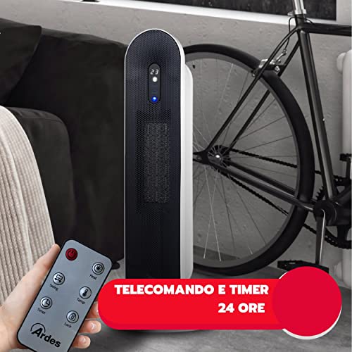 ARDES AR4P16 TATANKA Keramische ventilatorkachel, 2000 W, keramische ventilatorkachel met bedieningspaneel en afstandsbediening, geluidsarme oscillerende ventilatorkachel Eco-niveau en comfort - Afbeelding 6