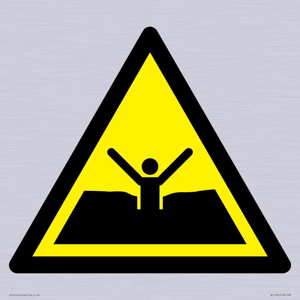 W061 Warning: Quicksand or mud/deep mud or silt Sign - 300x300mm - S30, Yellow/White, 300 x 300 mm