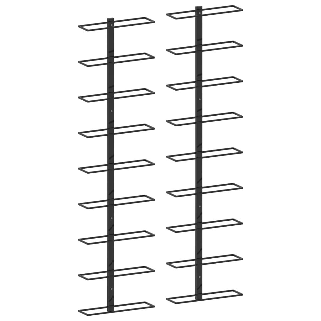 Homgoday Botellero de pared para vino - Capacidad para 18 botellas, Hierro con recubrimiento en polvo, Negro, 24 x 8 x 95,4 cm