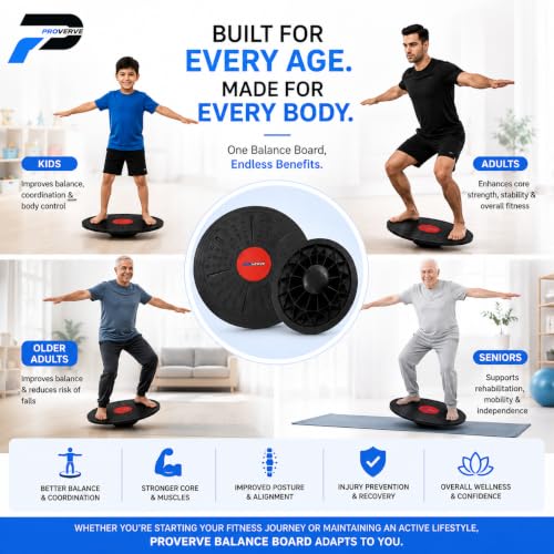 Image of Balancing Board for Kids and Adults, Premium PVC Woble Balance Board- Improve Stability, Strength, and Coordination - Ideal for Fitness, Yoga, and Rehabilitation, with Bag (Pack of 1)