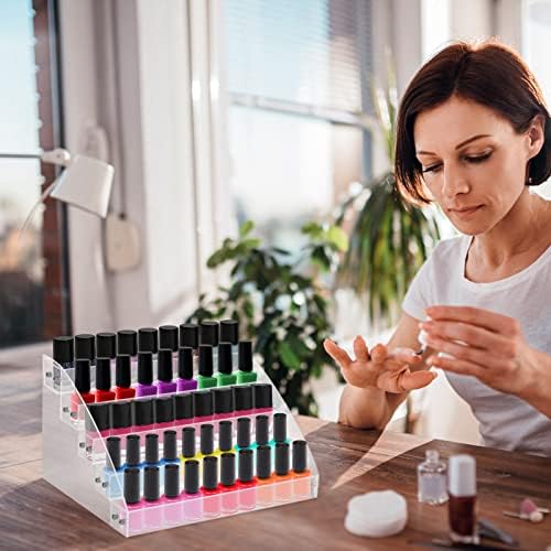Cocoarm Nail Polish Stand, 5 Tiers Clear Acrylic Nail Varnish Holder Nail Polish Display Stand Large Makeup Storage Rack Nail Polish Rack Display for Bedroom