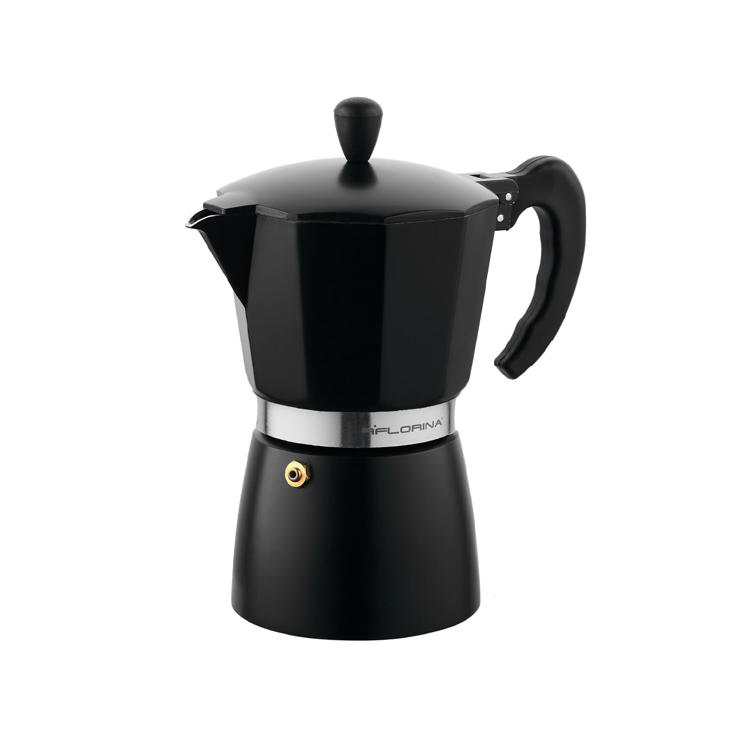 FLORINA Aluminium Espressokocher 6 Tassen (300 ml) I Herdplatten Espressomaschine MACCHIATO I Espresso Kaffeekanne zur Zubereitung von Italienischen Espresso I Geeignet für Keramikherd Elektroherd Gas
