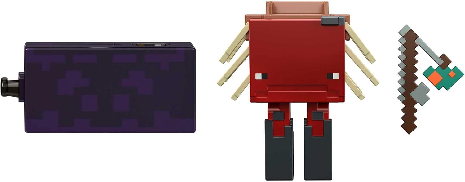 Minecraft Craft-A-Block Strider Figure, Authentic Pixelated Video-Game Characters, Action Toy to Create, Explore and Survive, Collectible Gift for Fans Age 6 Years and Older
