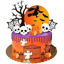 Halloween Cake Toppers Moon Ghost Cake Topper Pumpkin Skull Head Spider Web Cake Decorations For Trick-or-Treat Halloween Style 01