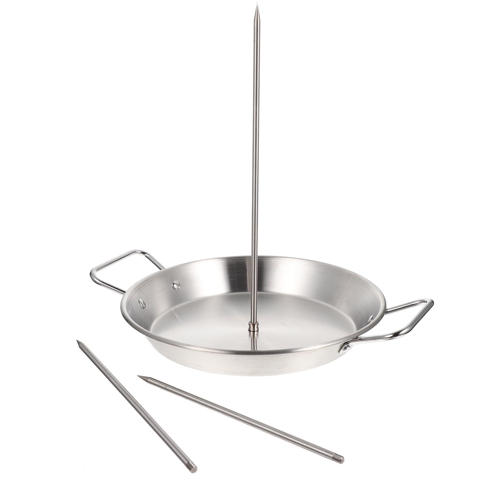 TOYANDONA Parrilla Vertical para Asar Pollos y Pavo de Acero Inoxidable, Soporte Desmontable 3 Brochetas Extraíbles, Adecuado para Barbacoa al Aire Libre y Camping