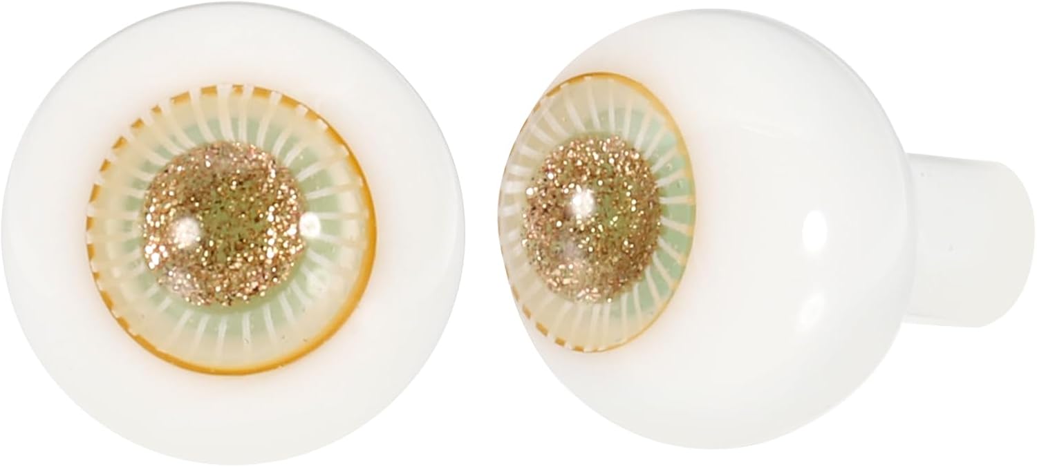 YOKIVE 1 Pair 10mm Eyeballs for Crafts, Glass Realistic Round Craft Eyeballs Handmade Fake Doll Eyes, Great for Doll Halloween Party Horror Mask DIY Decorations (Gold Tone)