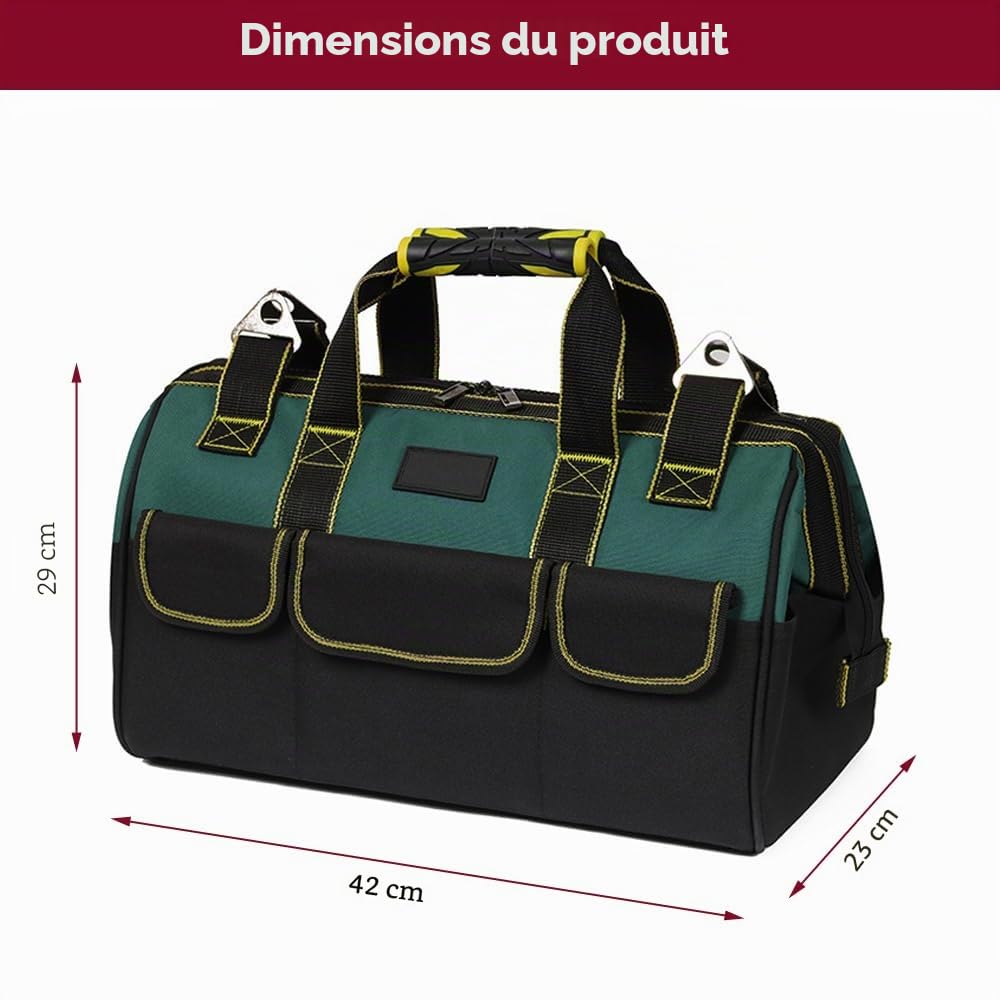 Sac À Outils Robuste De 18 Pouces, Sac De Rangement Pour Outils, Organisateur Pour Outils Avec Bandoulière, Grande Capacité, Résistant À L'usure, Pour Les Électriciens, Diy, Le Stockage D'outils, Etc