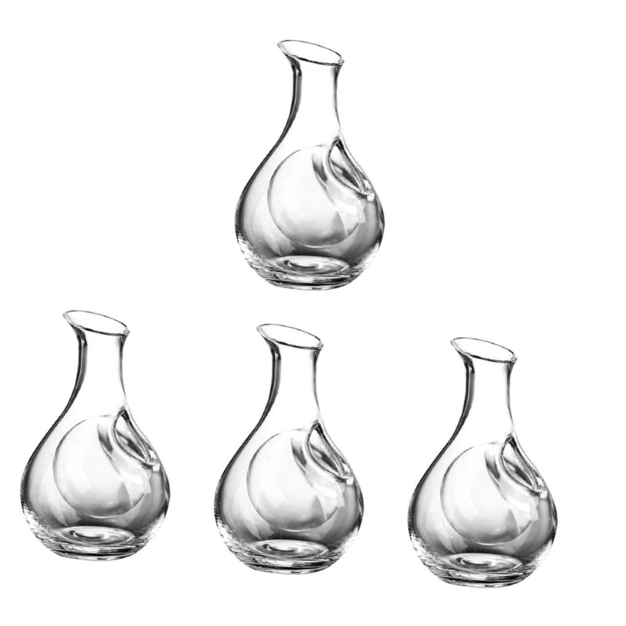 Homoyoyo 4pcs Glass Wine Decanter for Household Use Inclined Mouth Design Simple Style for Wine Serving