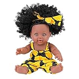 YERDOS Black Dolls African American Realistic Girl Doll 12 Inch Baby Doll Washable Baby Doll Children Toy Best Birthday Gift
