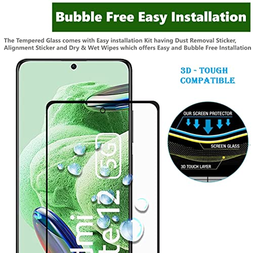 Image of ZARALA Tempered Glass Screen Protector Compatible for Redmi Note 12 5G (Black) with Edge to Edge Coverage and Easy Installation kit (Redmi Note 12 5G)