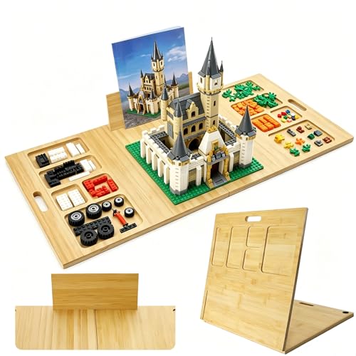 Tademis Building Baseplate Table with Storage Trays Multi-Functional Sensory Play Table Compatible with LEGO Bricks Large Activity Tray Board for Adults & Seniors