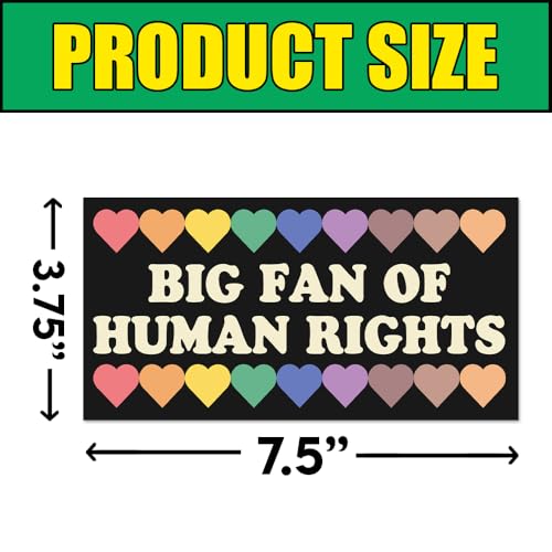 Image of [7.5 inchx3.75 inch] Big Fan of Human Rights Bumper Sticker Social Justice Equality Stickers Feminist Liberal Decal Diversiy Inclusion Resist Protest Vinyl Waterproof Decal for Cars Windows Vehicles