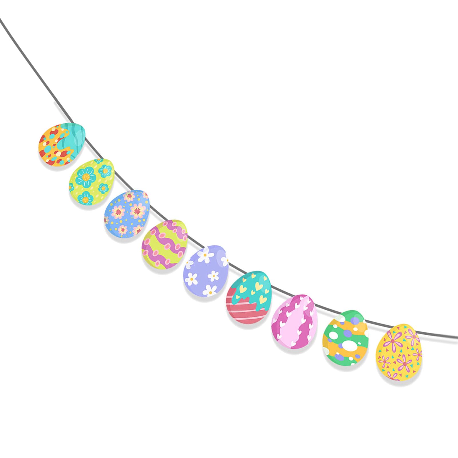 Tsophreniq Decorative Easters Eggs Letter Bunting Colorful Hanging Banners/Rabbits Swirls Decoration for Home or School Eggs Letter
