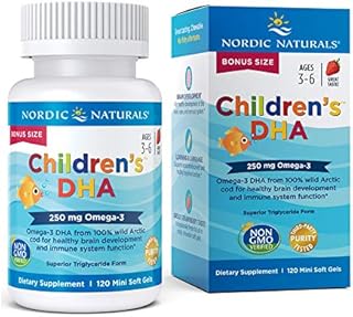 Nordic Naturals Children’s DHA, Strawberry - 120 Mini Chewable Soft Gels for Kids - 250 mg Omega-3 with EPA & DHA - Brain Development & Function - Non-GMO - 30 Servings