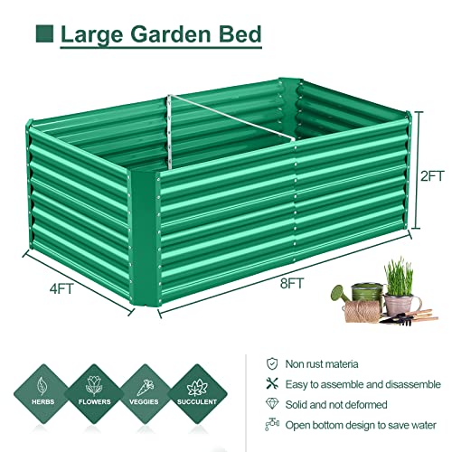 Image of Land Guard 6x3x2 ft Galvanized Metal Raised Garden Bed, 2FT Deep Root Elevated Planter Box Steel Large Vegetable Flower Bed Kit(Green)