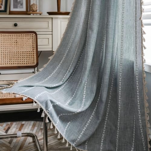 Daesar Semi Blackout Curtains for Living Room 2 Panels, Cotton Hook Window Curtains 52