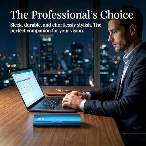 Image of Philley Aluminum Ultra-Light Eyeglasses Case Hard Shell Nearsighted Glasses Case for Women & Men