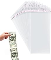 Vista 1 de 100 cajas de dinero para tartas, bolsas transparentes autoadhesivas y resellables, bolsa de plástico transparente para Navidad, cumpleaños, bodas