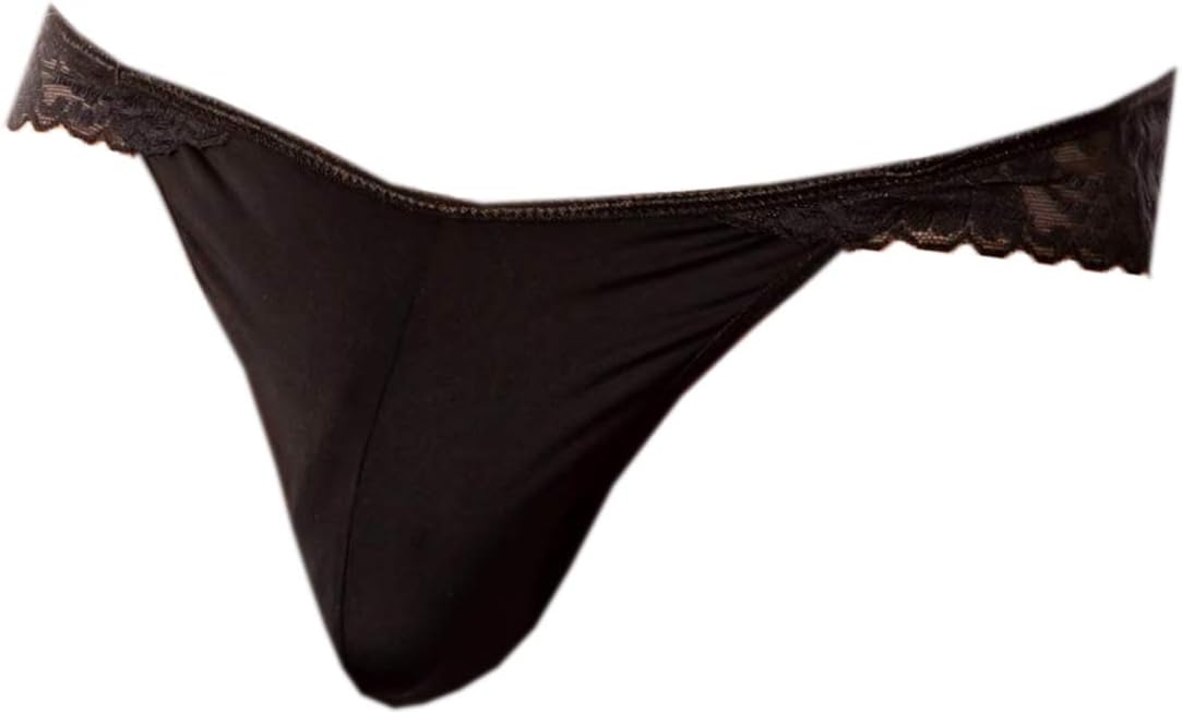 MYZAMen's Nylon Lace Half Coverage Thong Underwear