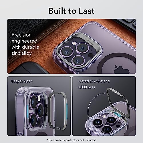 Image of ESR for iPhone 14 Pro Max Case, Compatible with MagSafe, Built-in Camera Ring Stand, Military-Grade Protection, Classic Kickstand Magnetic Case for iPhone 14 Pro Max, Clear Purple
