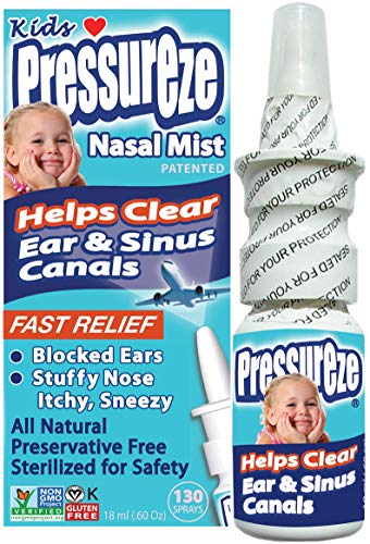 Pressureze Nasal Mist for Kids - 18 ml - (130 Sprays) - Fast, All Natural Relief from Sinus & Ear Pr - //coolthings.us