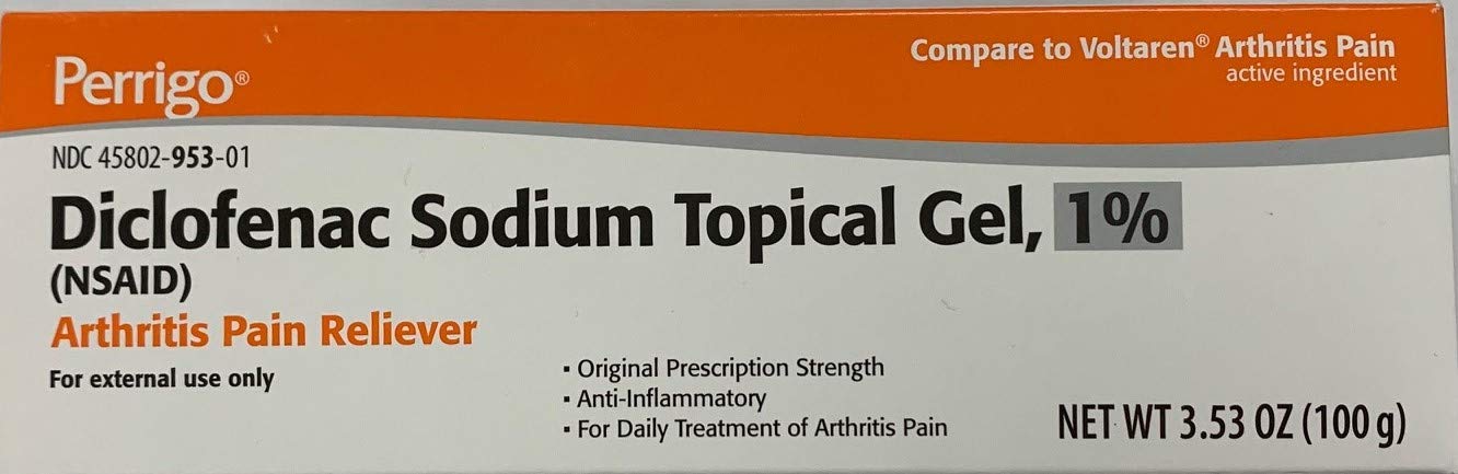 Diclofenac Sodium (NSAID) Topical Gel, 1% with dosing Card., 3.53 oz (100 g), arthrits Pain Relief Anti inflamatory for Hand, Wrist, Elbow, Foot, Ankle, Knee. Compare to VOLTAREN 1% Gel.