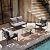 Metal Patio Furniture Set, 5-Piece Modern Patio Set with Sofa and Coffee Tables, Outdoor Furniture Set for Garden, Backyard, Balcony, Poolside (Dark Grey)