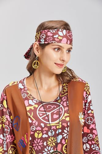 cuteDIY Kostüme Übergröße Faschingskostüme Damen 70er Jahre Karneval Kostüm Hippie
