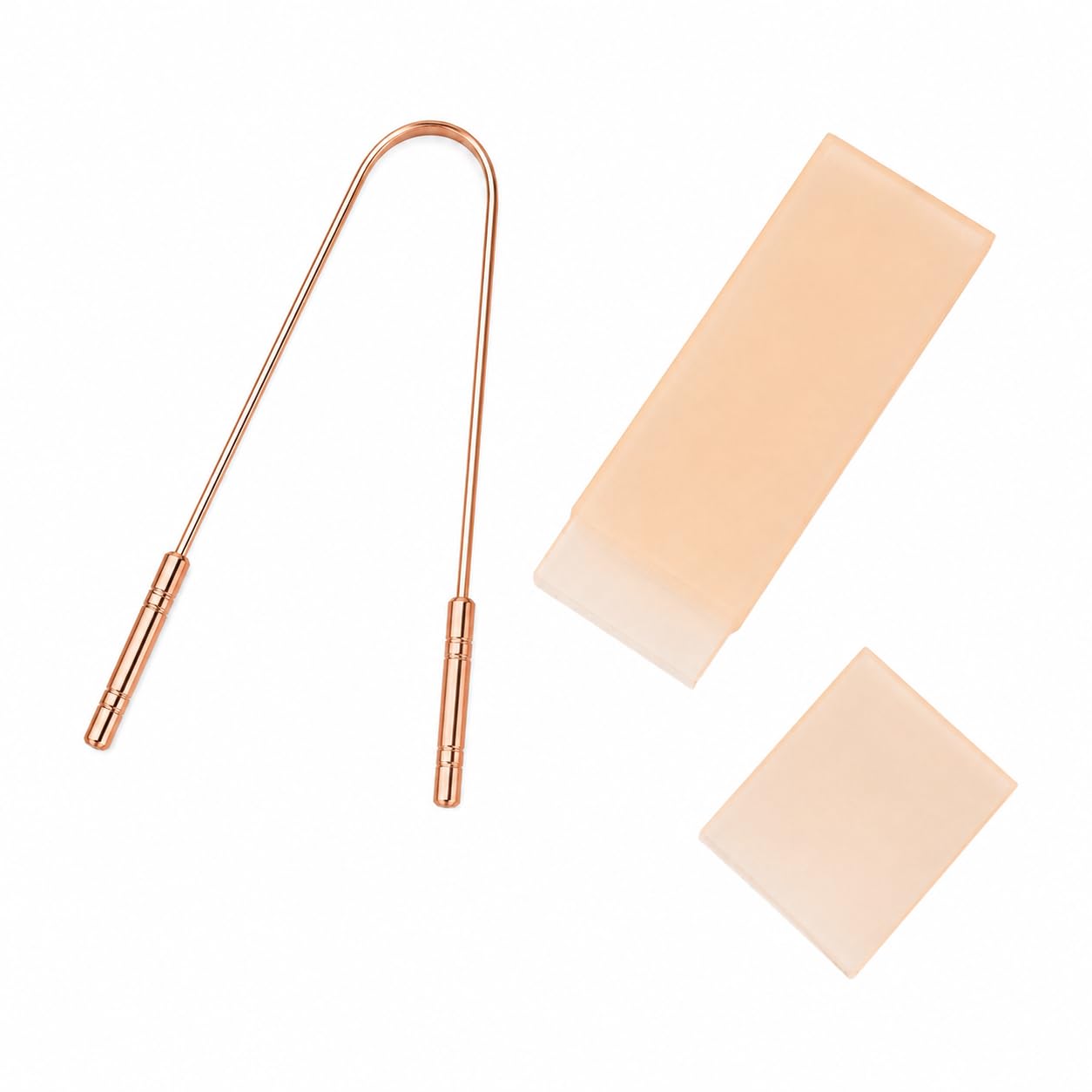 100% Pure Copper Tongue Scraper, 130mm Height, 7.5mm Curve Width, 41mm Handle Length, 2 Pack with Storage Cases