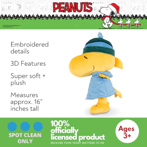 Image of Peanuts Woodstock Winter Coat Holiday & Christmas Bedding Super Soft Plush Cuddle Pillow Buddy, (Officially Licensed Product) By Franco