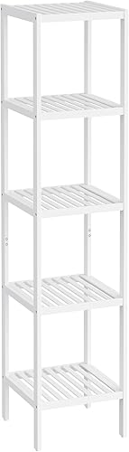 SONGMICS - Estante de bambú de 5 niveles, estante estrecho, de almacenamiento multifuncional, esquinero, para cocina, sala, dormitorio, entrada,