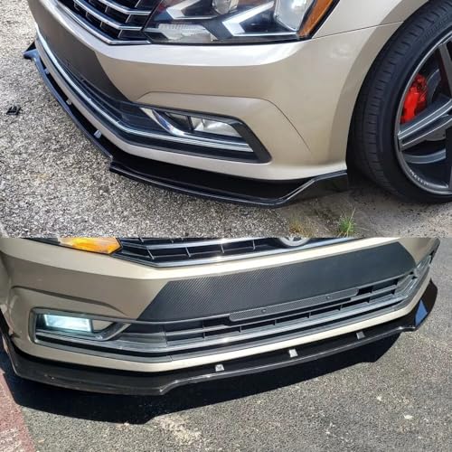 MUTUSAISI Spoiler labial de 3 estágios preto brilhante compatível com VW USA Passat B7 2012-2015