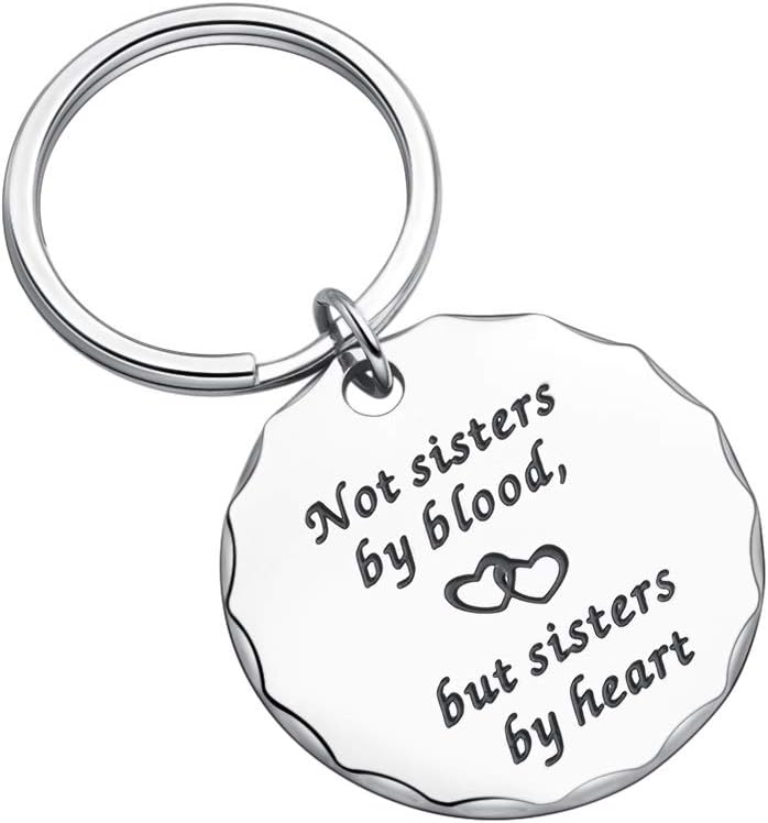 Best Friend Gifts Sister Keychain for Women Girls BFF Gift Not Sisters by Blood But Sisters by Heart Friendship Birthday Graduation Wedding Key Ring Pendant Charm