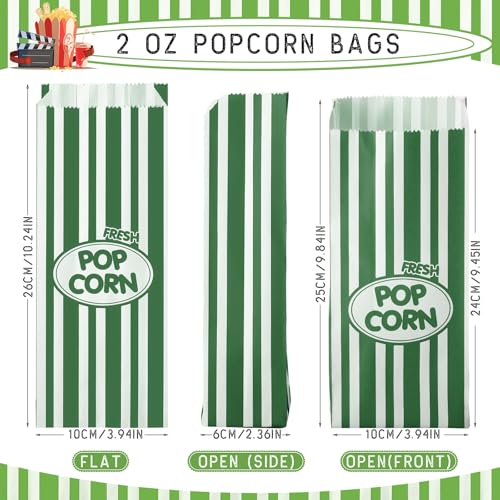 Image of Sherr 1000 Pcs 2oz Green Popcorn Bags Bulk Retro Stripes Disposable Popcorn Bags for Circus Carnival Party Favors Movie Nights Birthday Party Event Supplies Machine Accessories