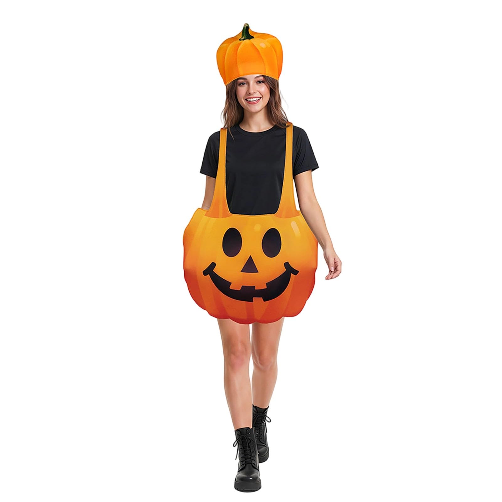 Halloween Damen Kürbis Kostüm Eltern Kind Gurt Overall Cosplay Bühne Party Lustiges Outfit Familienkostüm Damen Herren Verspielt Bunt