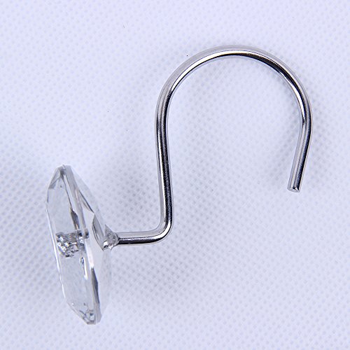 Adwaita Decorative Shower Curtain Hooks, Acrylic Crystal Rhinestones, Set Of 12 (White) #TOP5