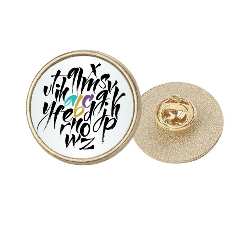 Broche ronde en métal doré lettre M alphabet personnalisable