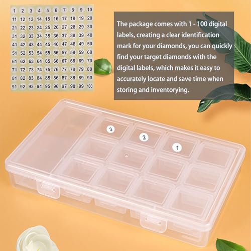 Image of 13 in 1 Diamond Art Storage Containers with Lids, Transparent Organizer Box,Diamond art accessories-divided storage box,Jewelry Storage Case, Portable Labeled Trays for Home & Travel