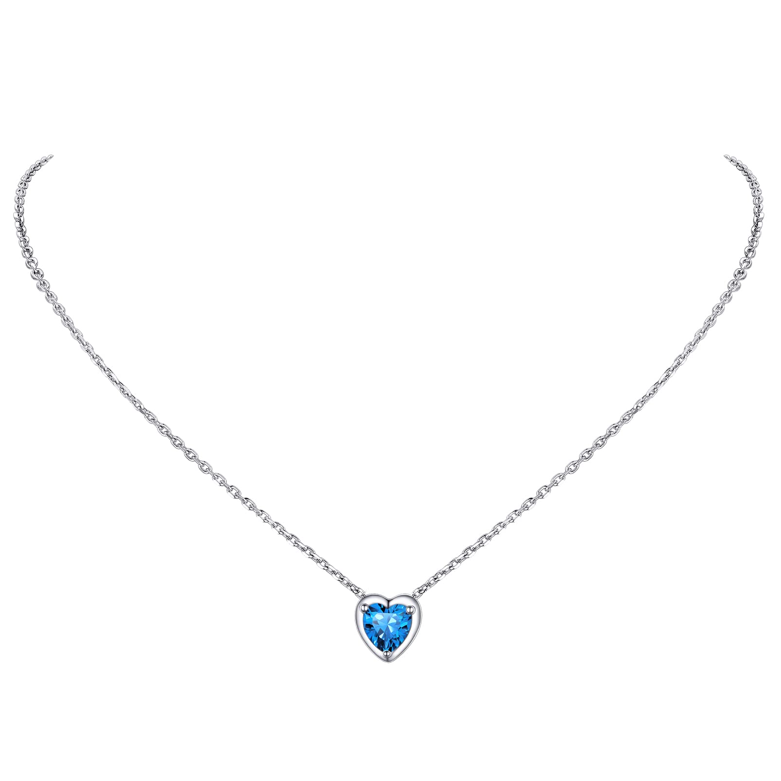 PROSILVERSilver Heart Necklace Sapphire Necklace December Birthstone Jewelry Bridesmaid Gift