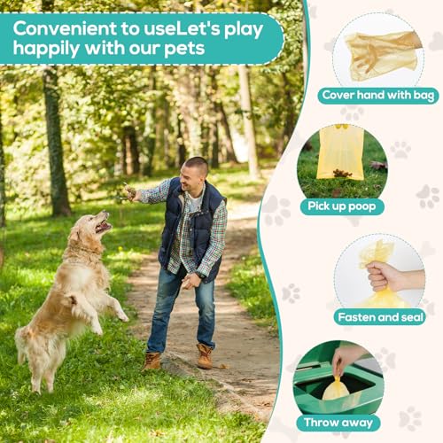 AiQInu 225 Stück Hundekotbeutel, Kotbeutel für Hunde, Bunt Hunde Kotbeutel Rollen, Tragbar Dog Poop Bags, Unparfümiert, Geeignet zum Ausgehen, 22 x 30 cm (15 Rollen, 15 pro Rolle)