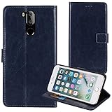 TienJueShi Bleu fonc� Flip Premium Retro Business Book Stand Cuir Housse Coque Etui Cas Couverture Protecteur Case Cover Skin pour UHANS i8 5.7 inch