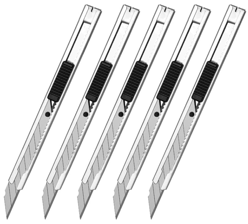 10 Stück Cuttermesser Klein Set, Bürstenschnitt Edelstahl Cuttermesser 9mm Abbrechmesser Metall, Silber Cutter Messer, Kann Als Allzweckmesser, Tapetenschneider oder Kistenschneider Verwendet Werden