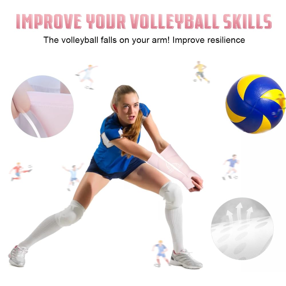 Accessoire Athlétique Manchettes De Volleyball Avec Protection Rembourrée - Pour Femmes Et Adolescents - Taille Unique Rose Manchons Rembourrés Volley