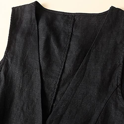 Chaleco de mujer casual para exterior y ocio en primavera cárdigan suelto negro XL 4