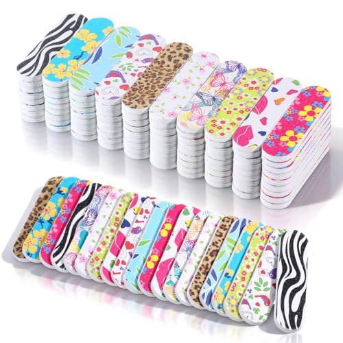 ElevateTech 100 limas de uñas mini pulidoras para uñas, tablas de esmeril de doble cara, reutilizables, coloridas, pequeñas limas de uñas para mujeres y hombres, herramientas de manicura