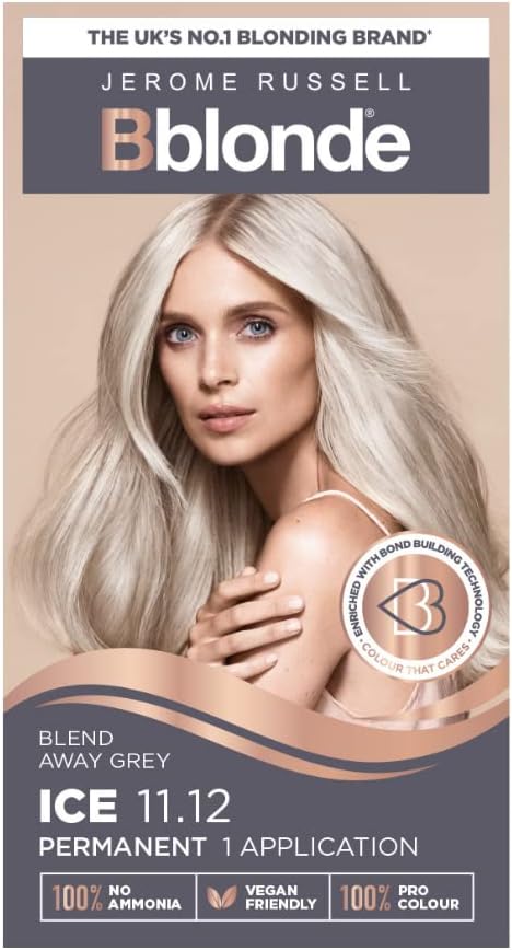 Jerome Russell Bblonde Ice Blonde Permanent Hair Colour – Full Grey Coverage Hair Dye Kit for Pre-Lightened & Blonde Hair, Ammonia Free Hair Dye with Brazil Nut oil