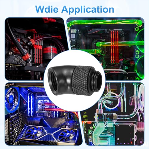 Adaptador de codo de 45 G1/4 macho a hembra extensor negro sistema refrigeración agua PC 8