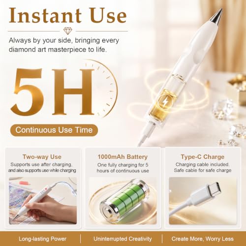 Image of Philorn Electric Diamond Art Pen, Wireless Vacuum Pen for Diamond Painting